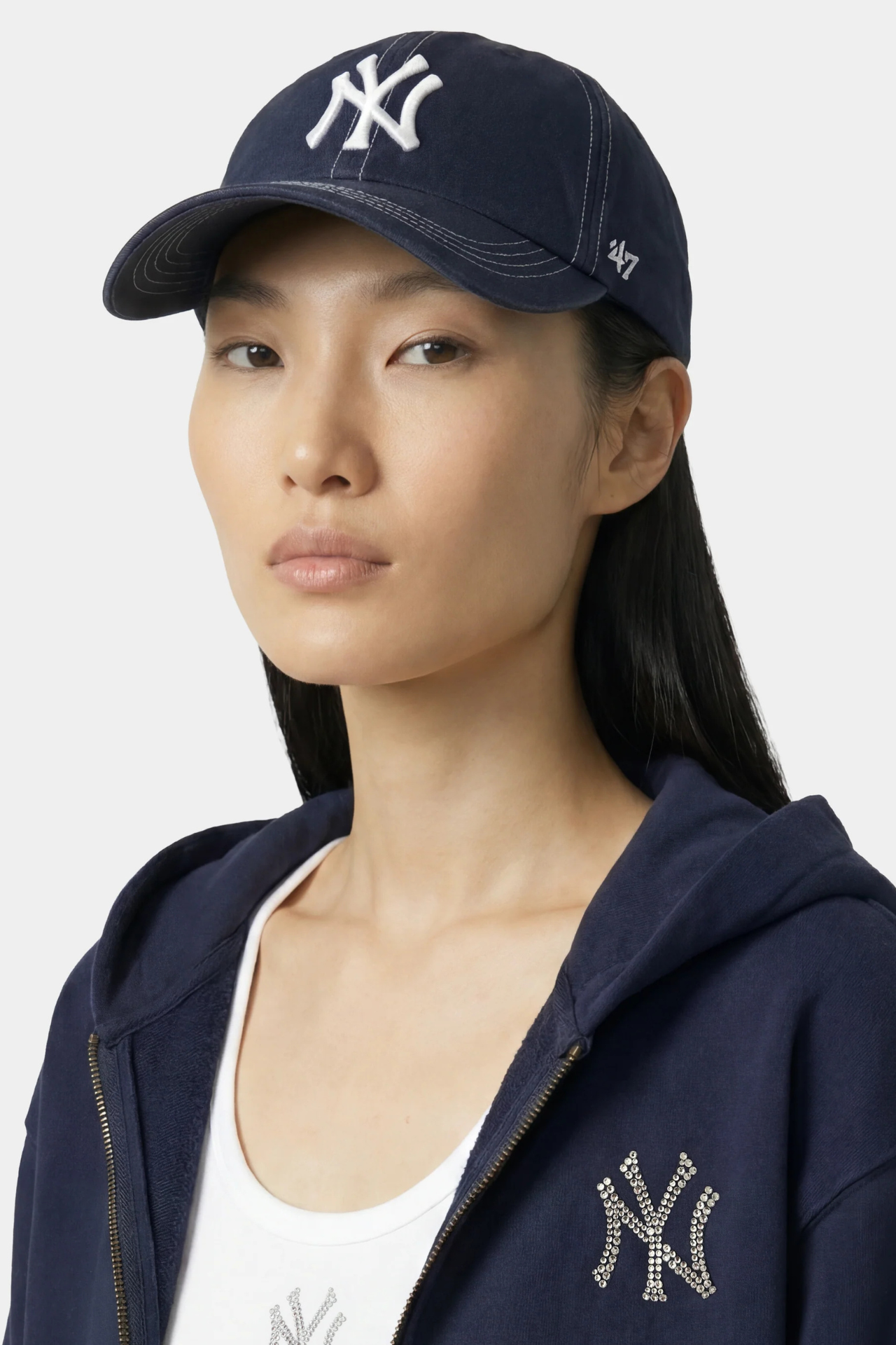 Sporty & Rich Yankees Contrast Hat Dark Navy/White