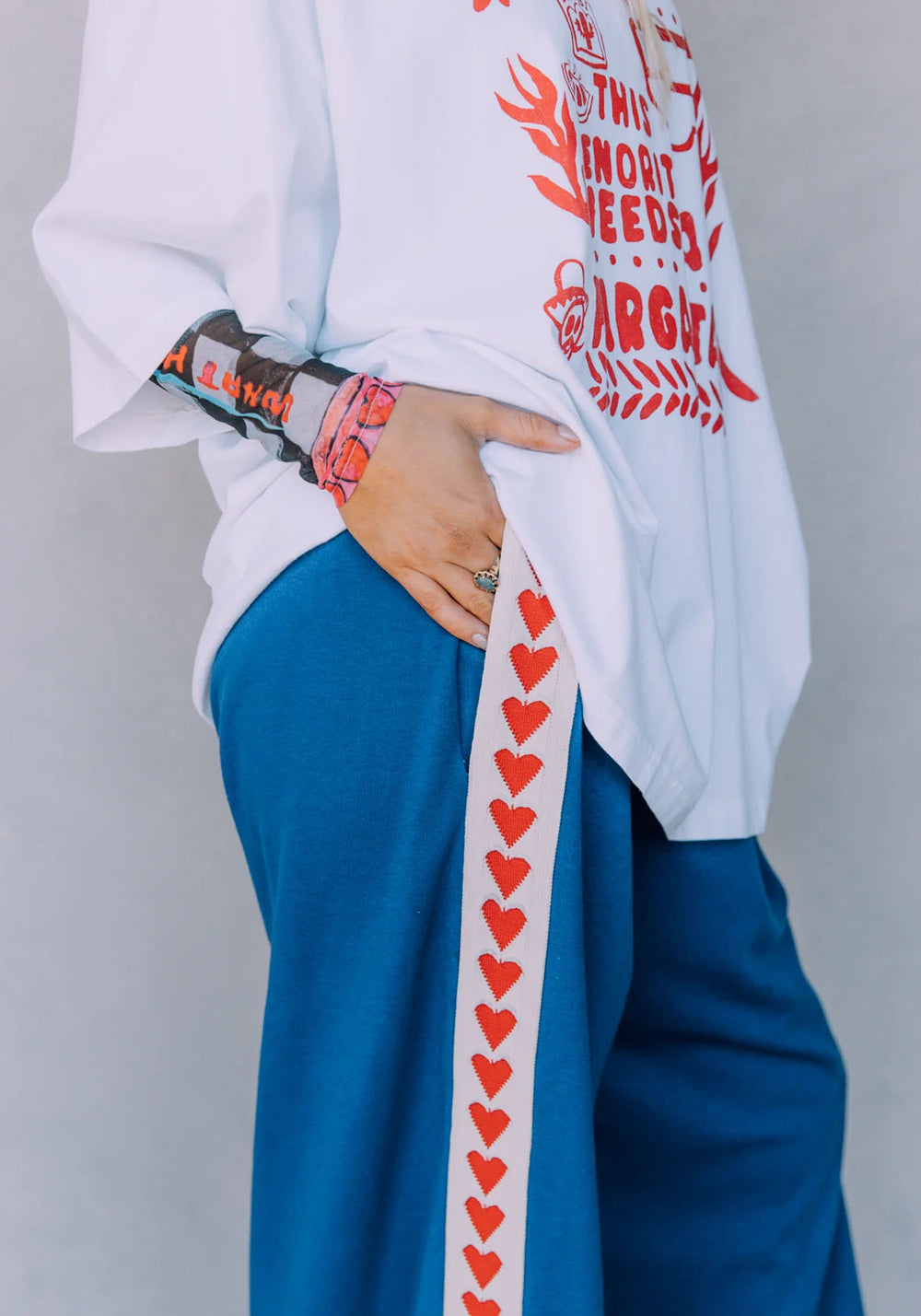 RAVING HEARTS PANTS - BLUE