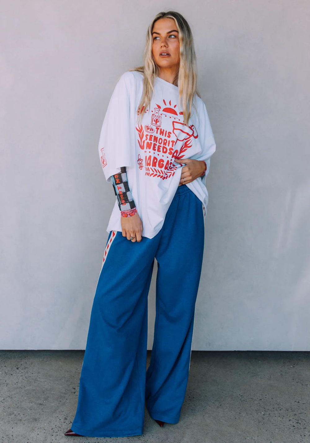 RAVING HEARTS PANTS - BLUE