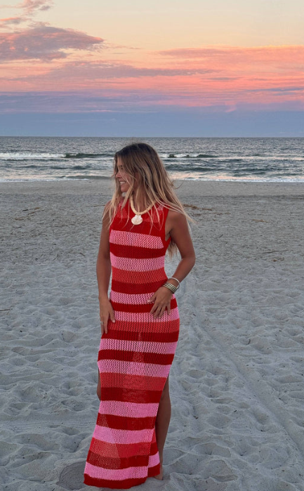 Holly Rose Dress Ruby Stripe