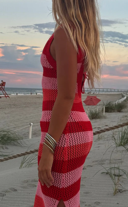 Holly Rose Dress Ruby Stripe