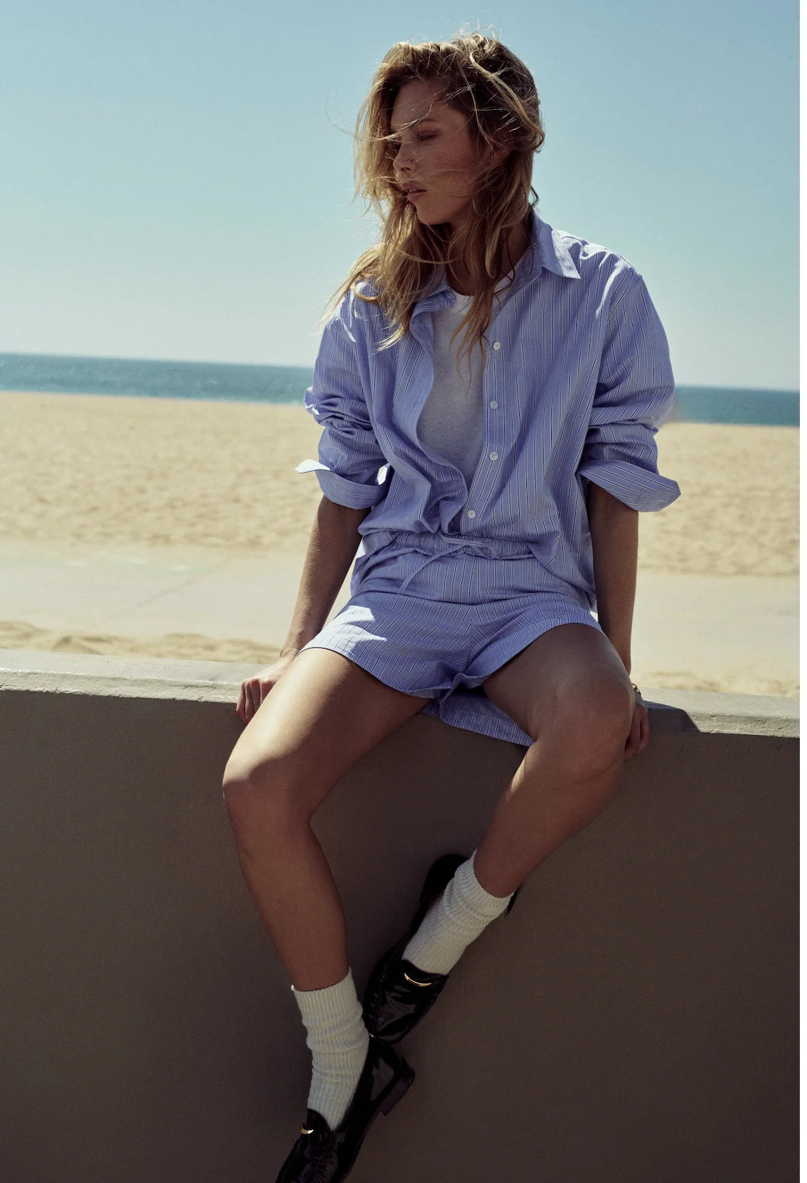 Anine Bing Ramy Short - Blue Stripe