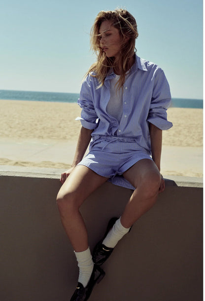 Anine Bing Ramy Short - Blue Stripe