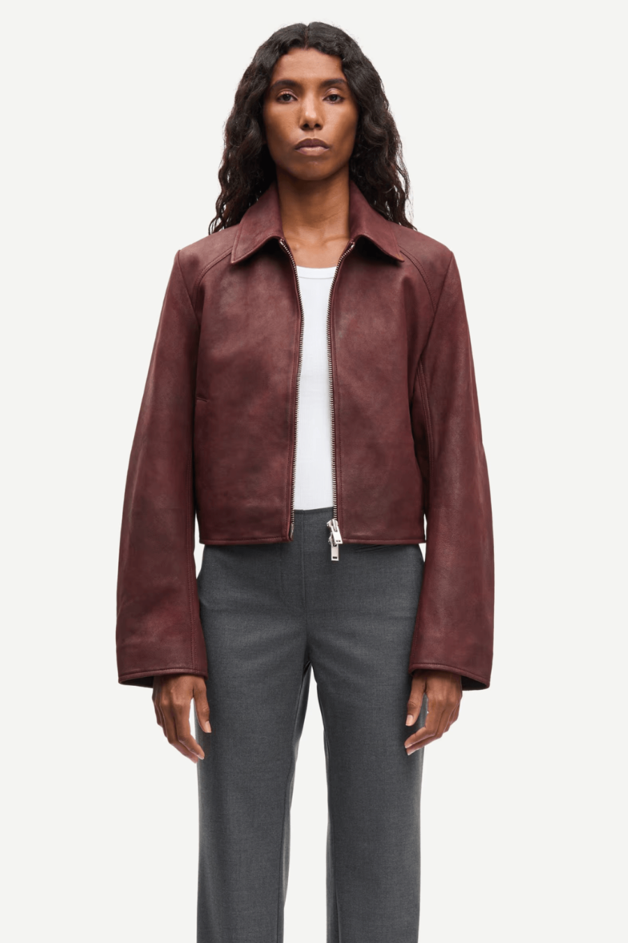 Samsøe Samsøe Sashiva Leather Jacket Fudge