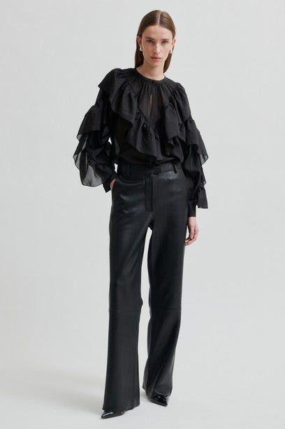 Aluna Bonded Leather Trousers Black