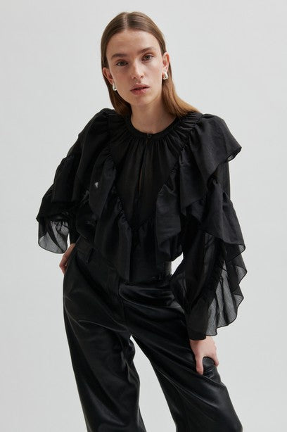 Aluna Bonded Leather Trousers Black