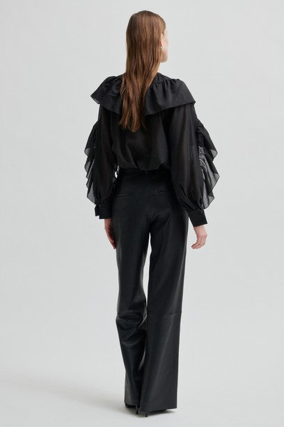 Aluna Bonded Leather Trousers Black