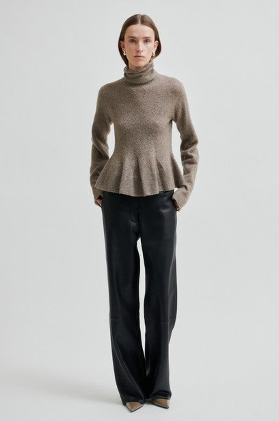 Aluna Bonded Leather Trousers Black