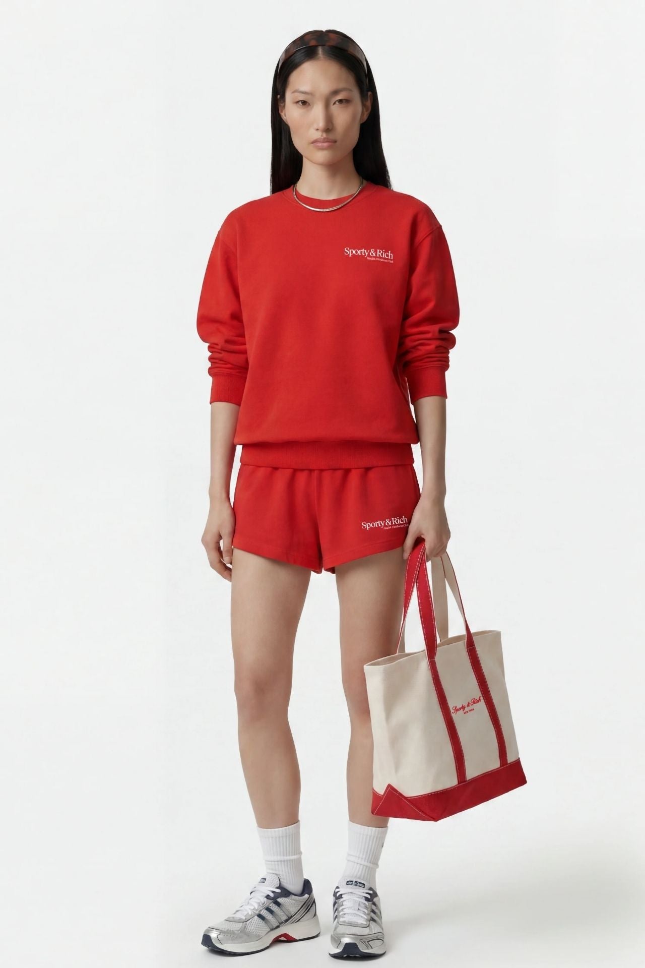 Sporty &amp; Rich Signature NY Logo Medium Tote Natural Ruby