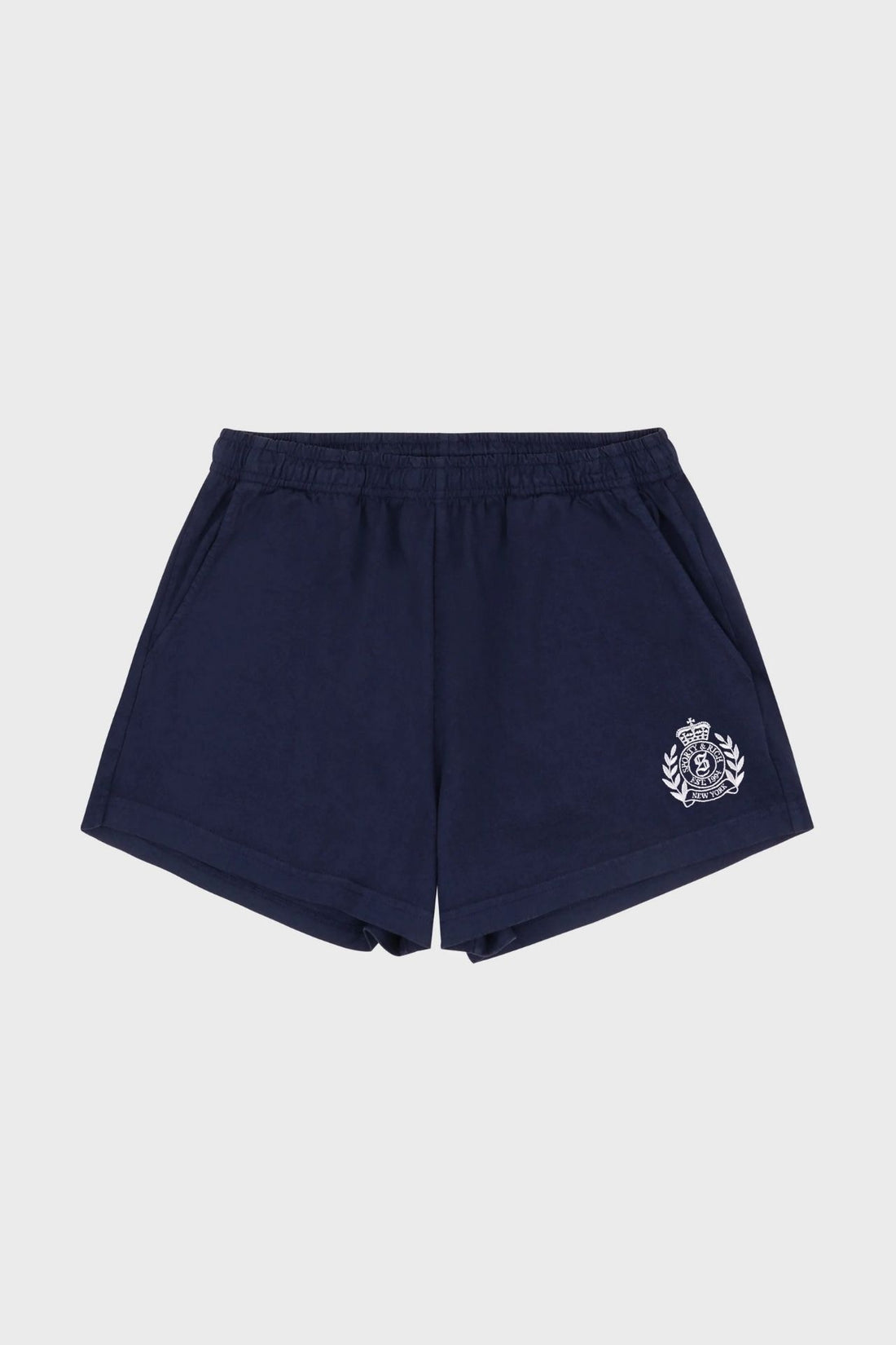 Sporty &amp; Rich NY Crest Embroidered Disco Short Dark Navy