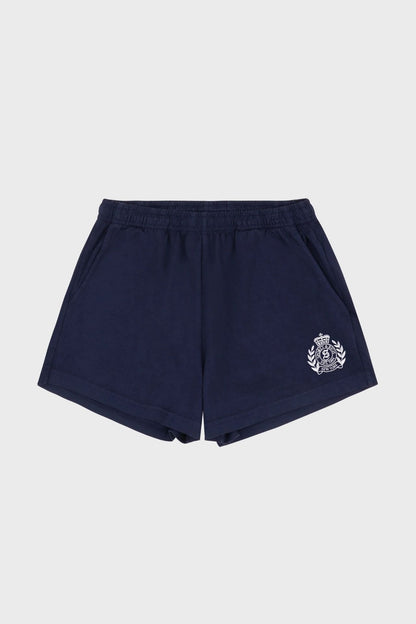 Sporty &amp; Rich NY Crest Embroidered Disco Short Dark Navy