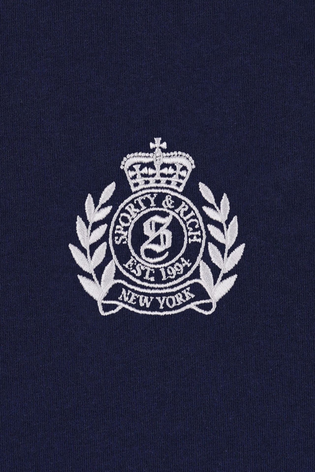 Sporty &amp; Rich NY Crest Embroidered Quarter Zip Dark Navy
