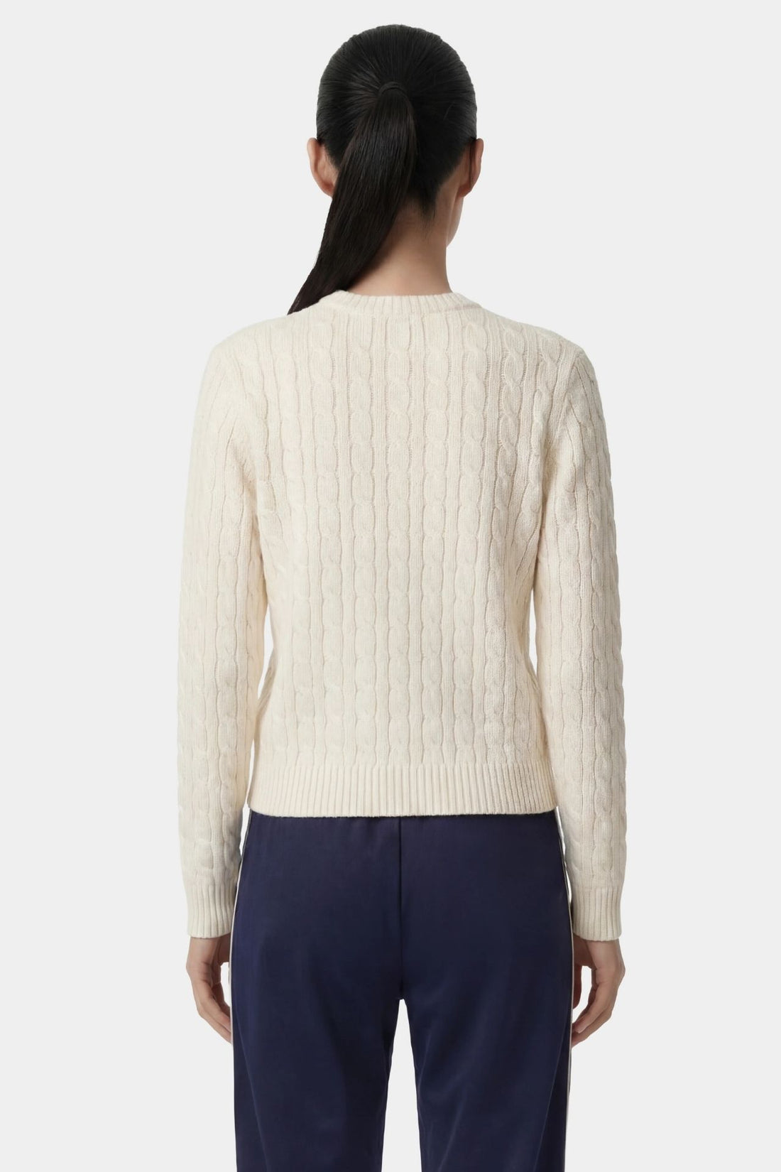 Sporty &amp; Rich SRC Cable Knit Sweater Ecru