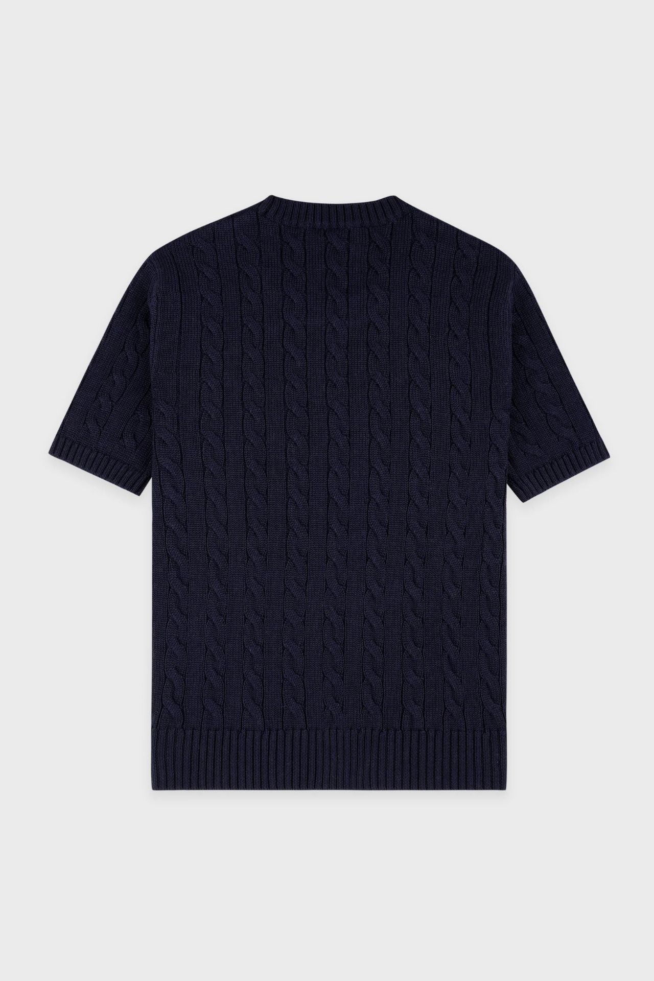 Sporty &amp; Rich SRC Cotton Cable Knit SS Sweater Dark Navy