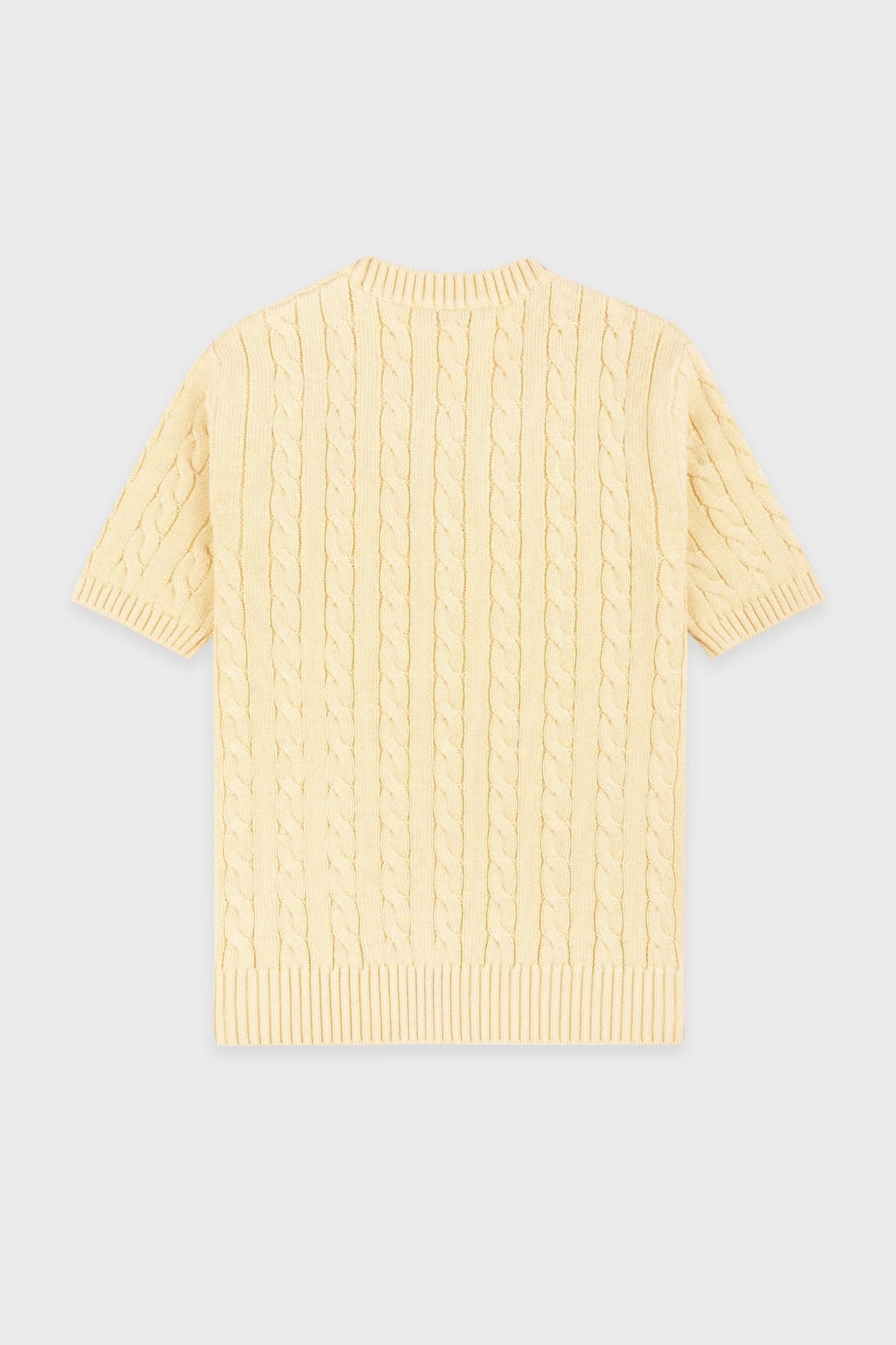 Sporty &amp; Rich SRC Cotton Cable Knit SS Sweater Almond