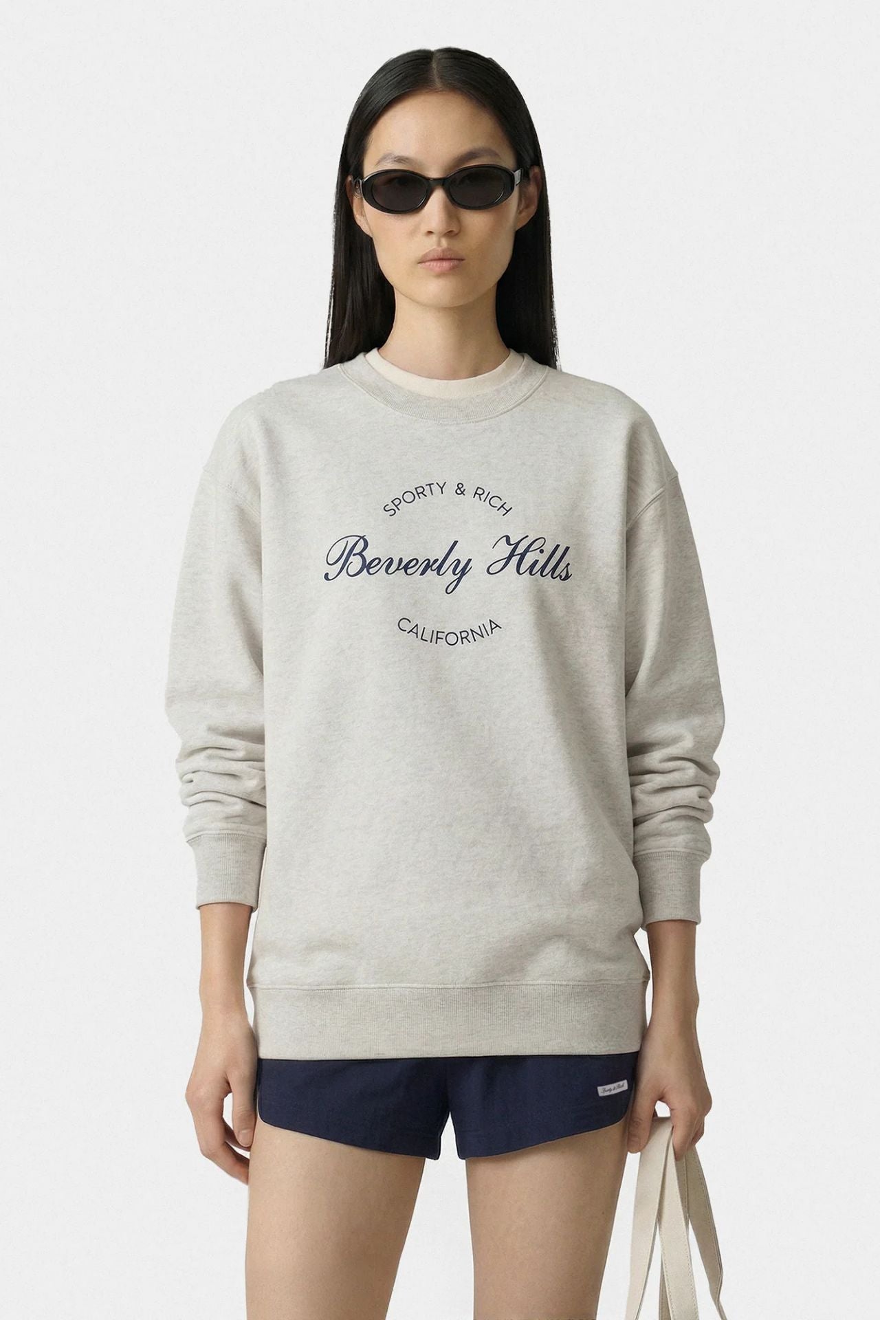 Sporty & Rich Beverly Script Crewneck Heather Grey