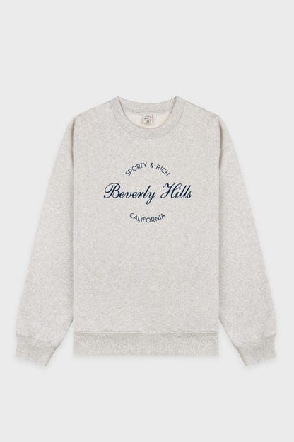 Sporty &amp; Rich Beverly Script Crewneck Heather Grey