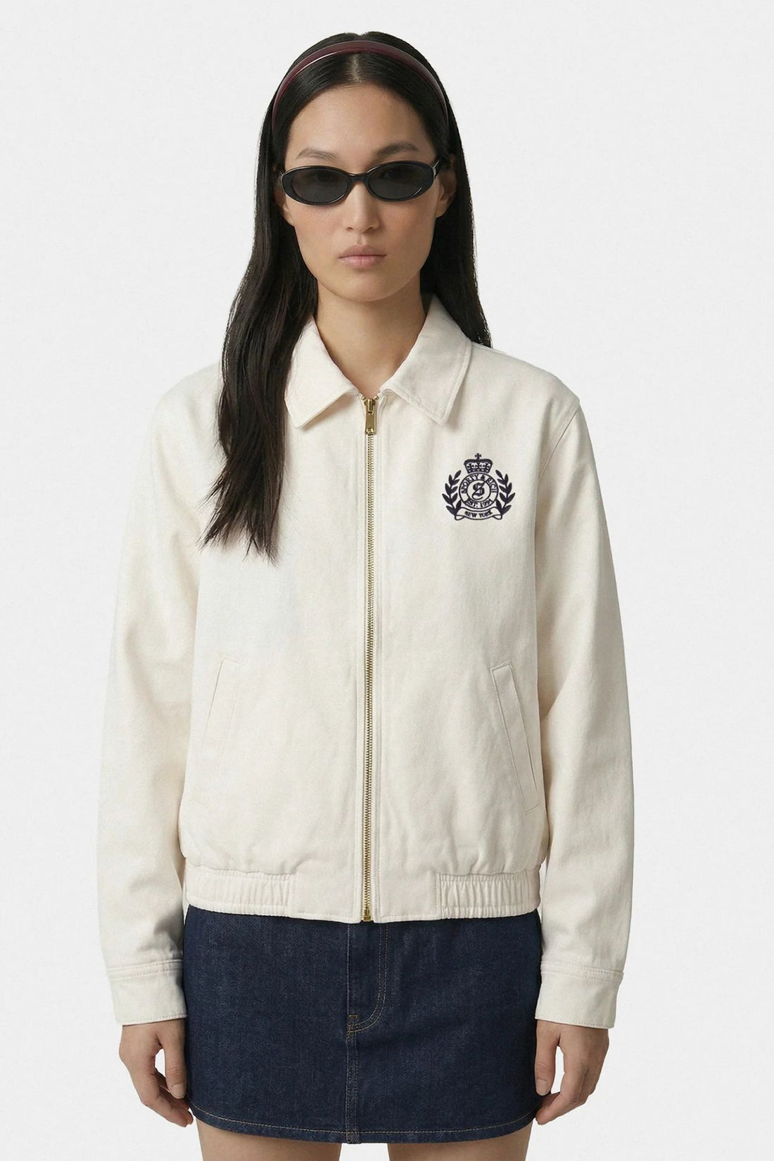 Sporty &amp; Rich NY Crest Prep Jacket Ecru