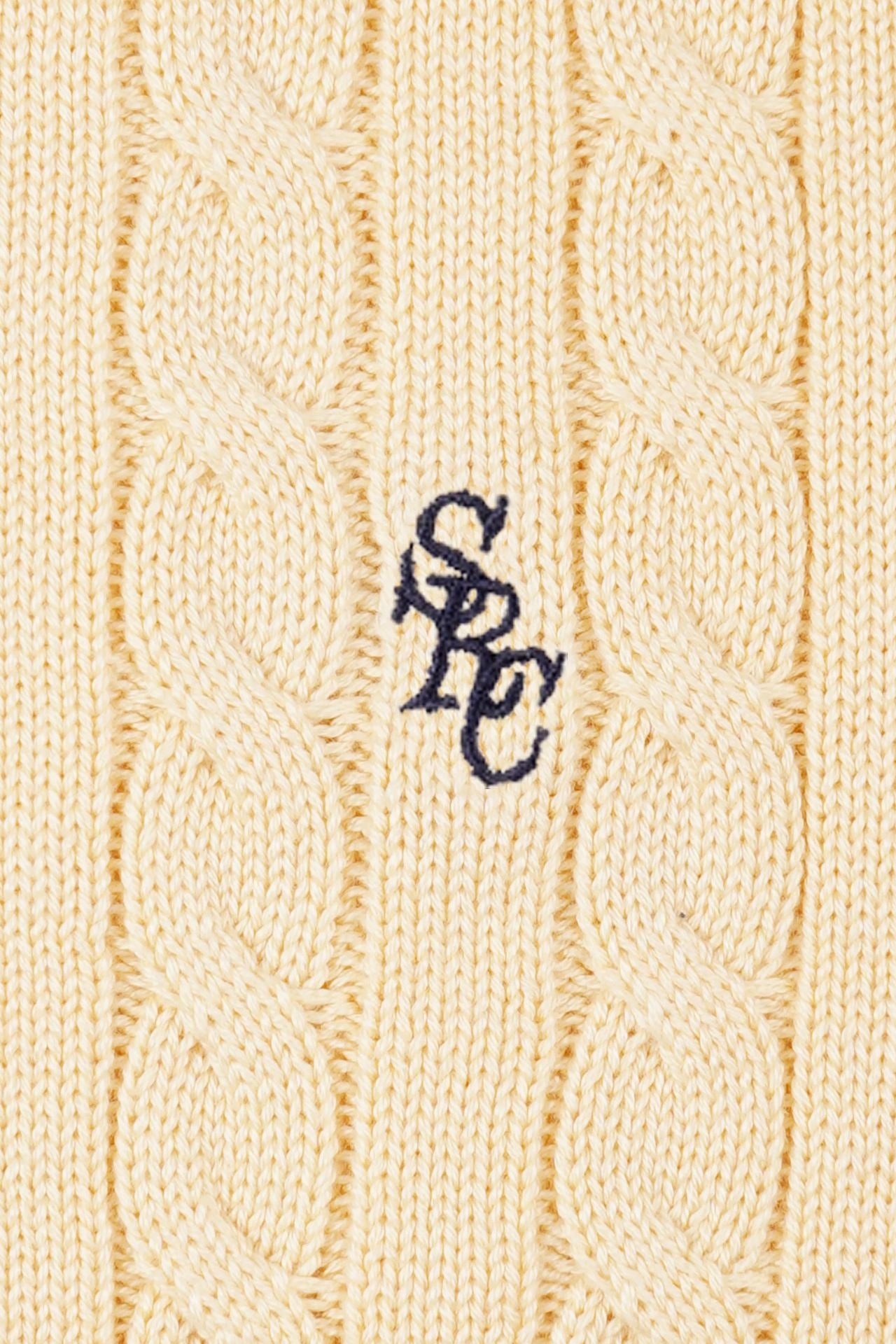 Sporty &amp; Rich SRC Cotton Cable Knit SS Sweater Almond