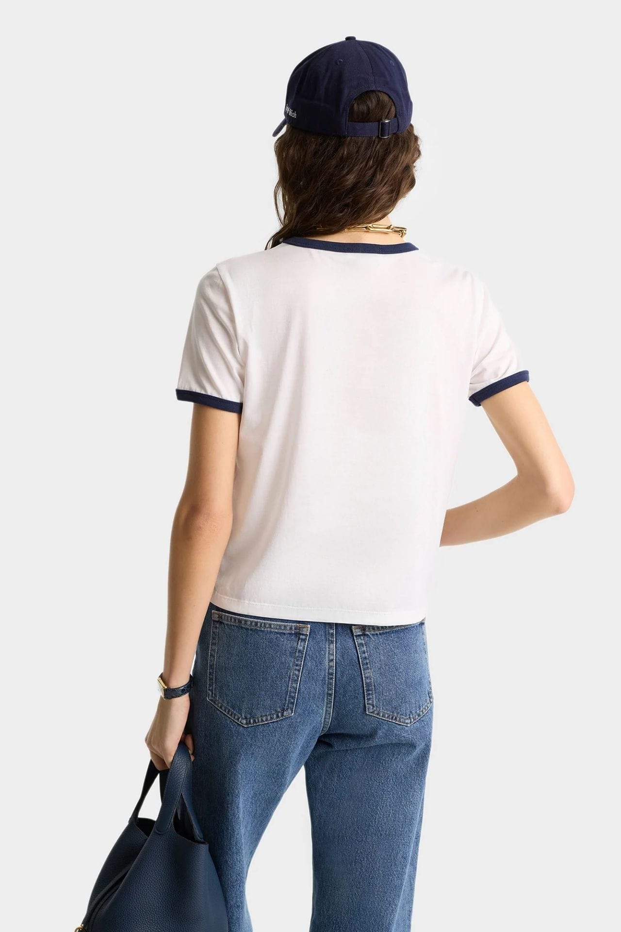 Sporty &amp; Rich California Emblem Soft Ringer Tee White Dark Navy