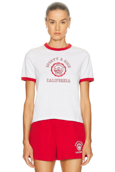 Sporty & Rich California Emblem Soft Ringer Tee White Ruby