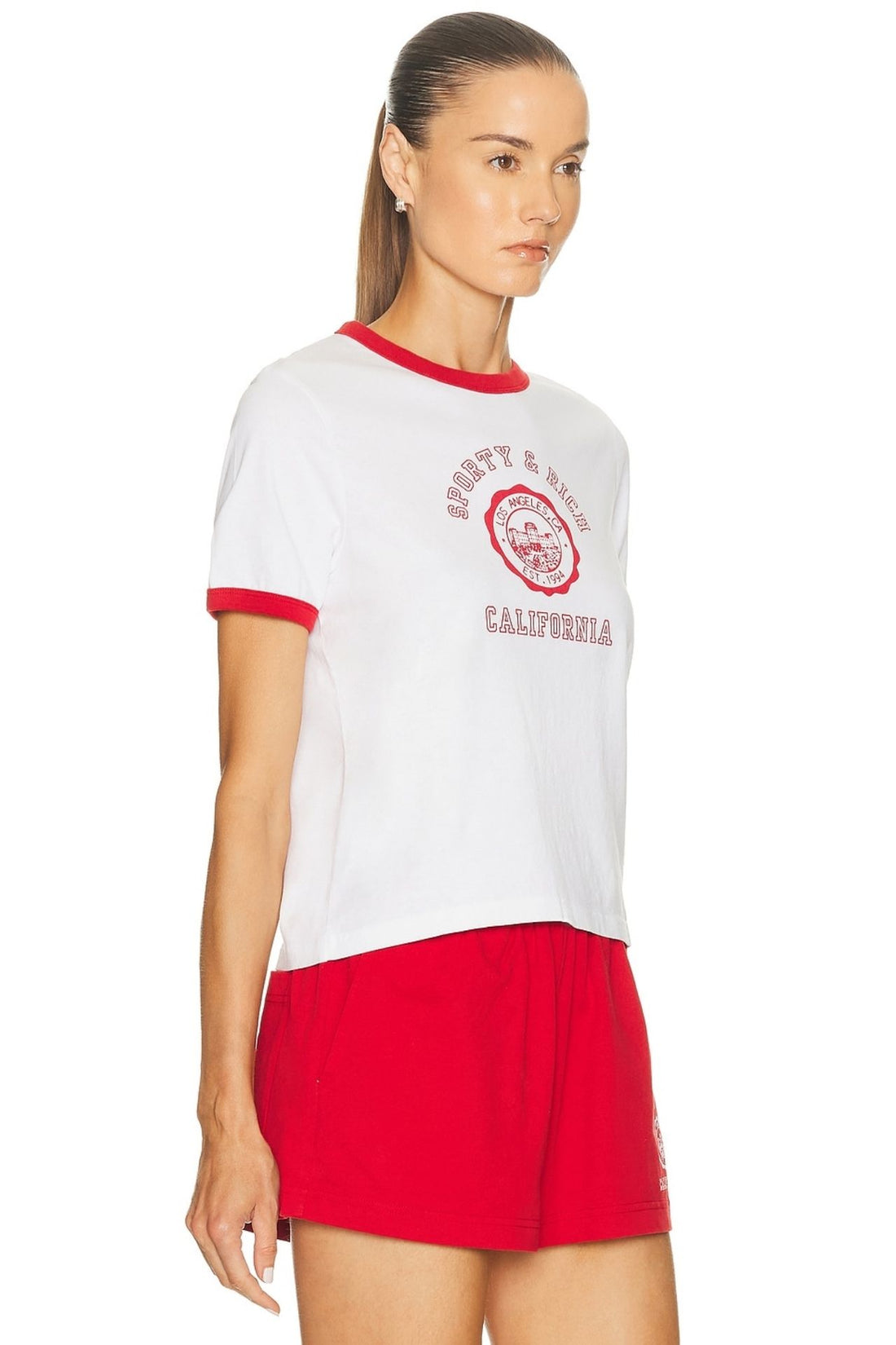 Sporty &amp; Rich California Emblem Soft Ringer Tee White Ruby