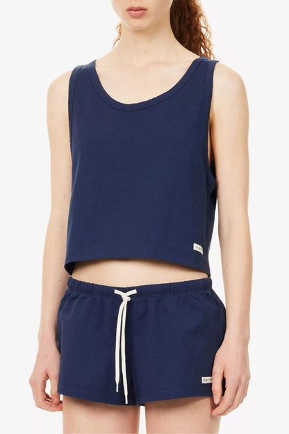 Sporty &amp; Rich Signature Logo Lounge Tank Dark Navy