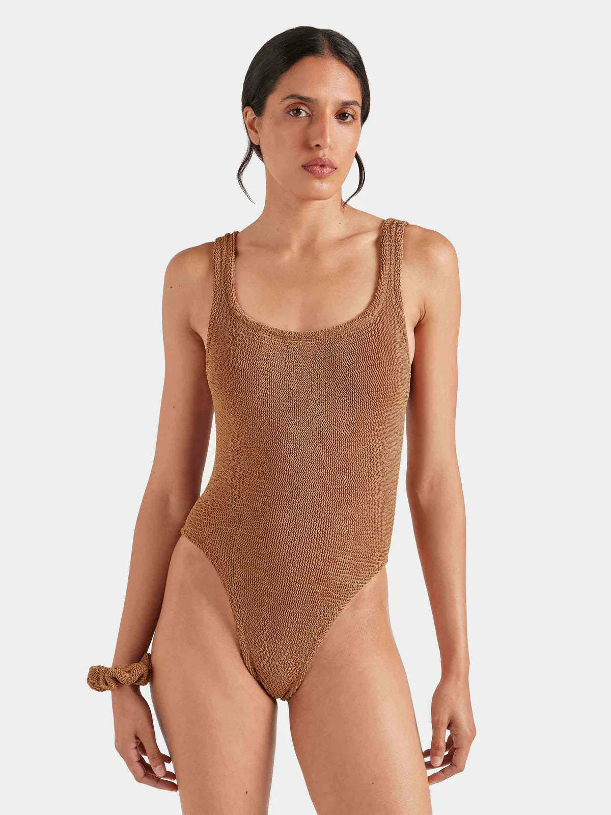 Square Neck Swim Metallic Cocoa