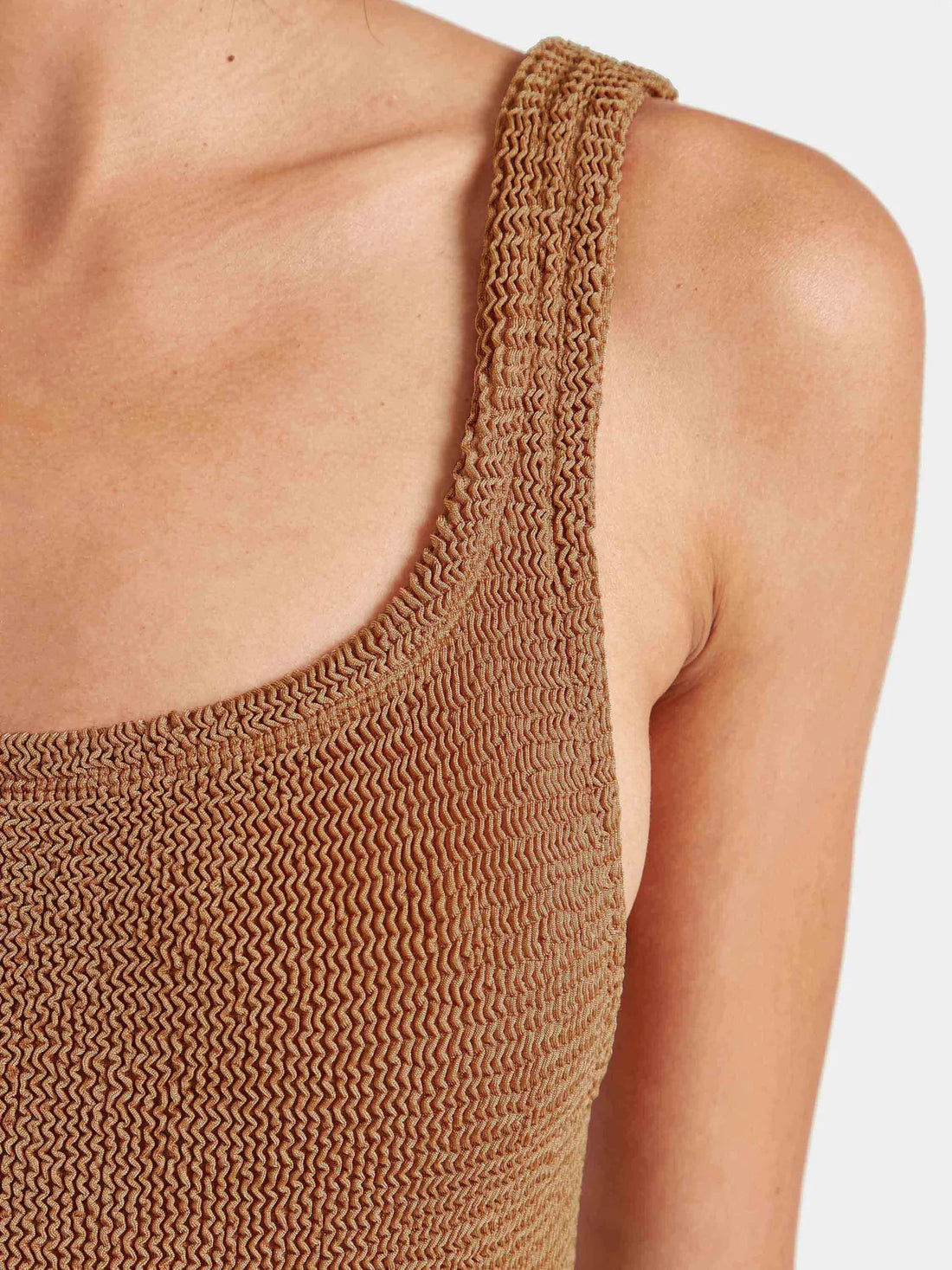 Square Neck Swim Metallic Cocoa