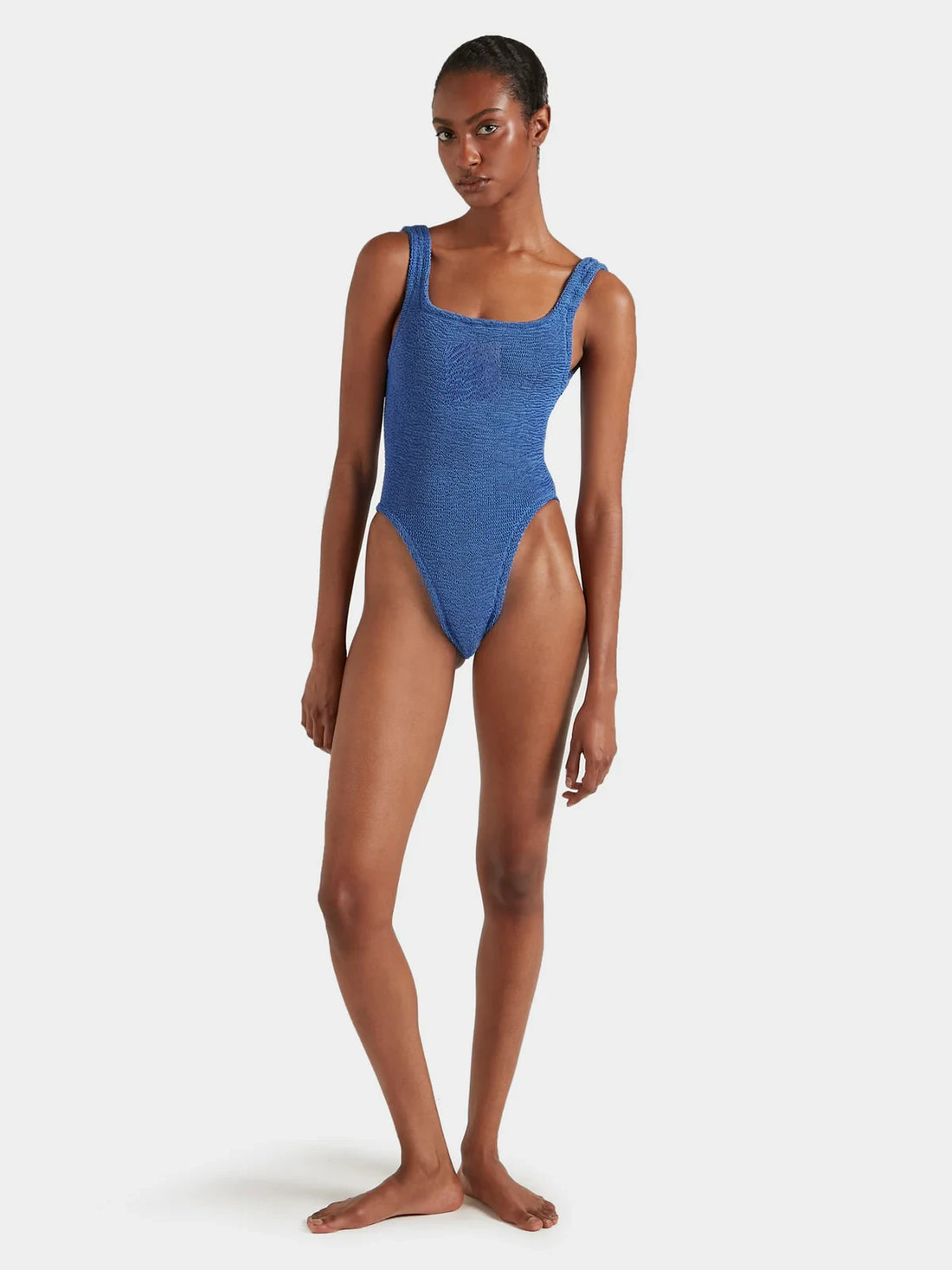 Square Neck Swim Metallic Denim