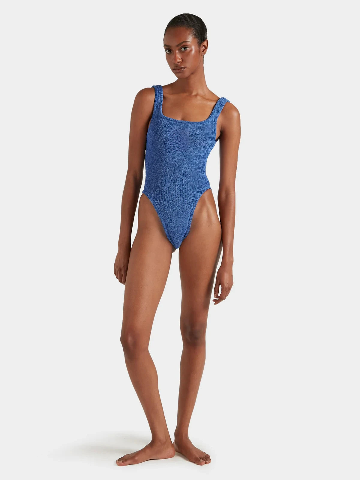 Square Neck Swim Metallic Denim