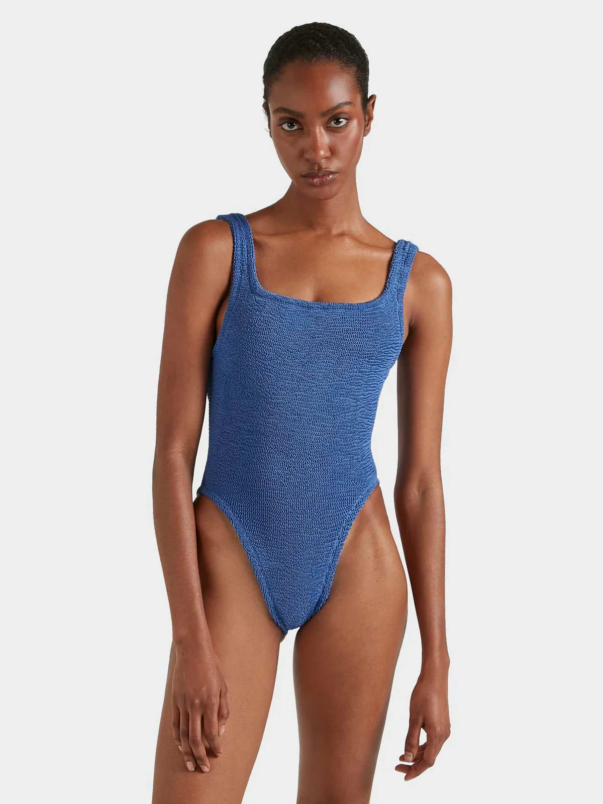 Square Neck Swim Metallic Denim