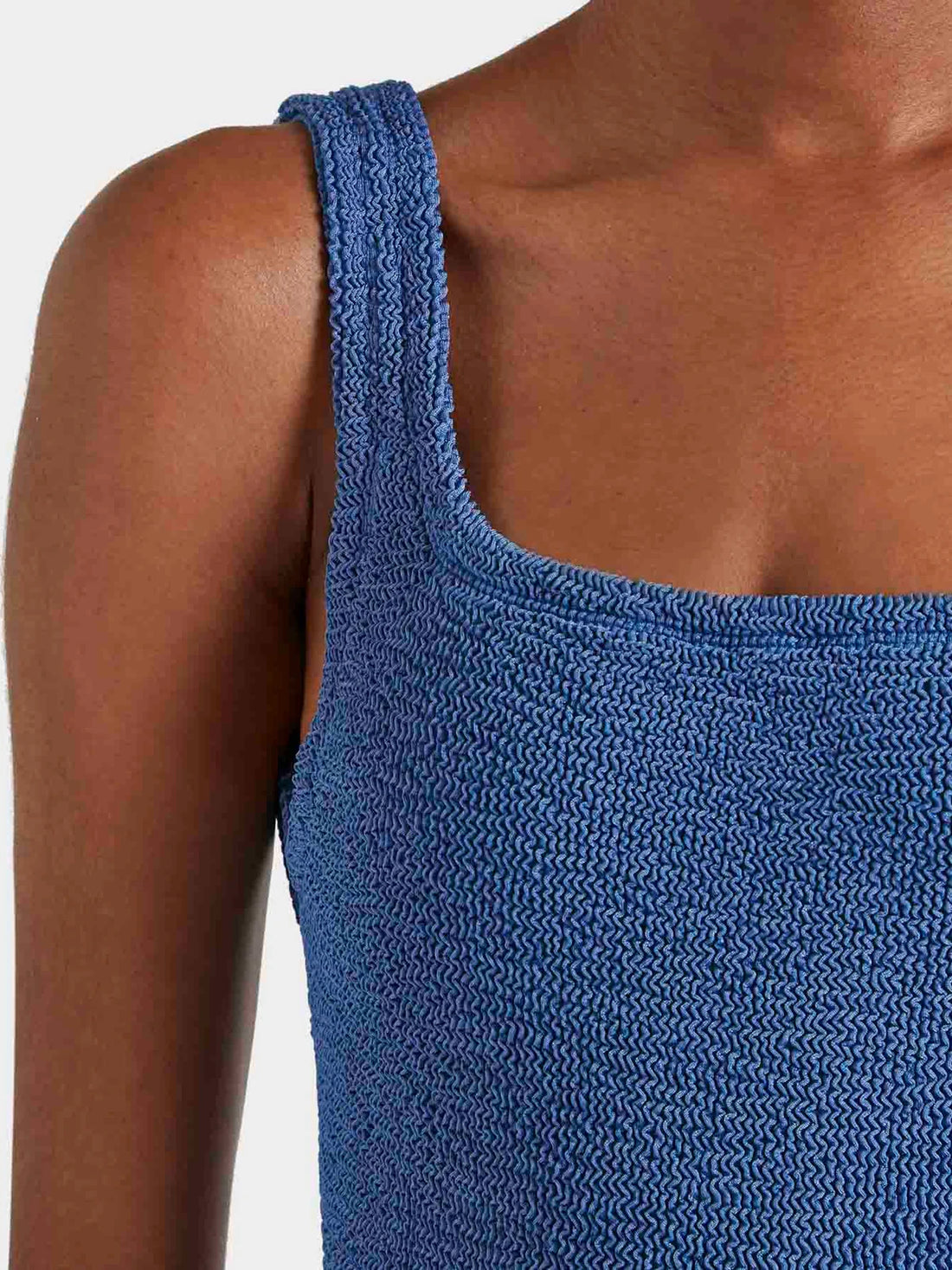 Square Neck Swim Metallic Denim