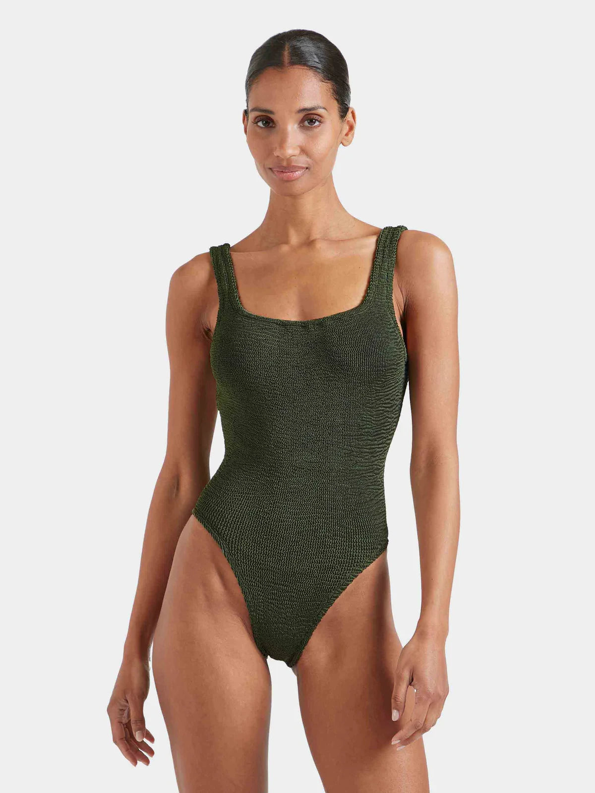 Square Neck Swim Metallic Khaki