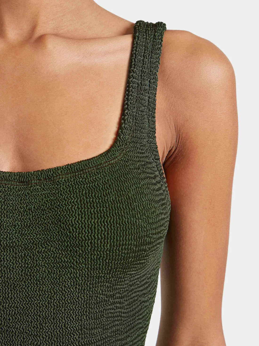 Square Neck Swim Metallic Khaki