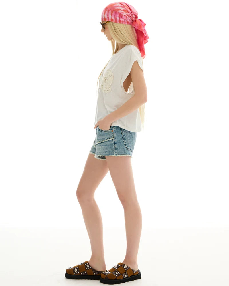 Seashell Crochet Tank White