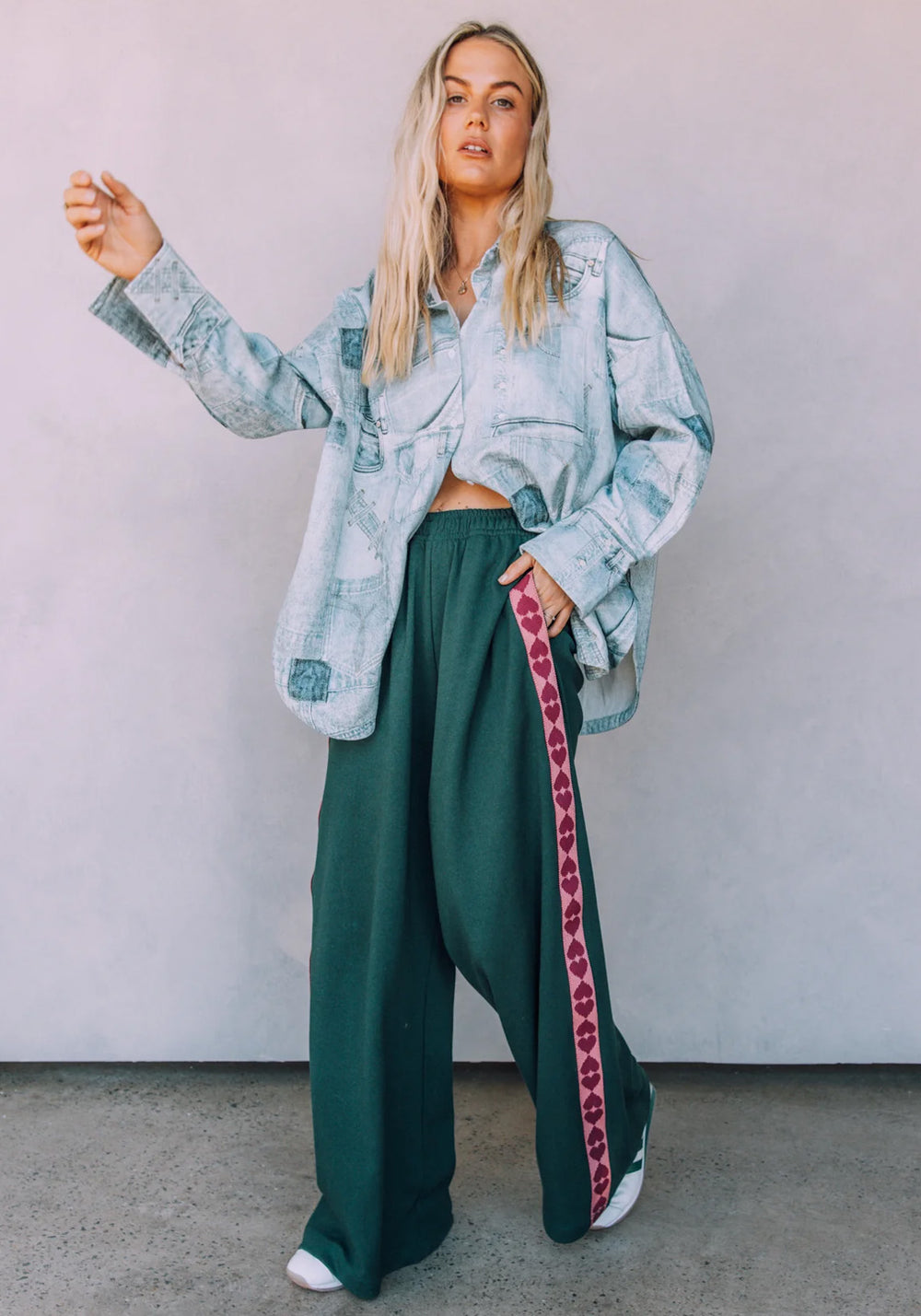 RAVING HEARTS PANTS - GREEN