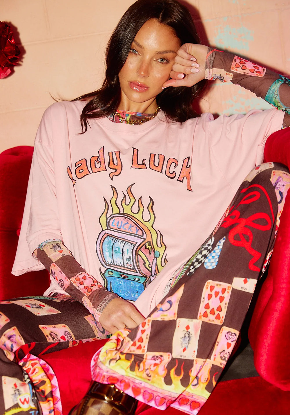 LADY LUCK TEE-PINK