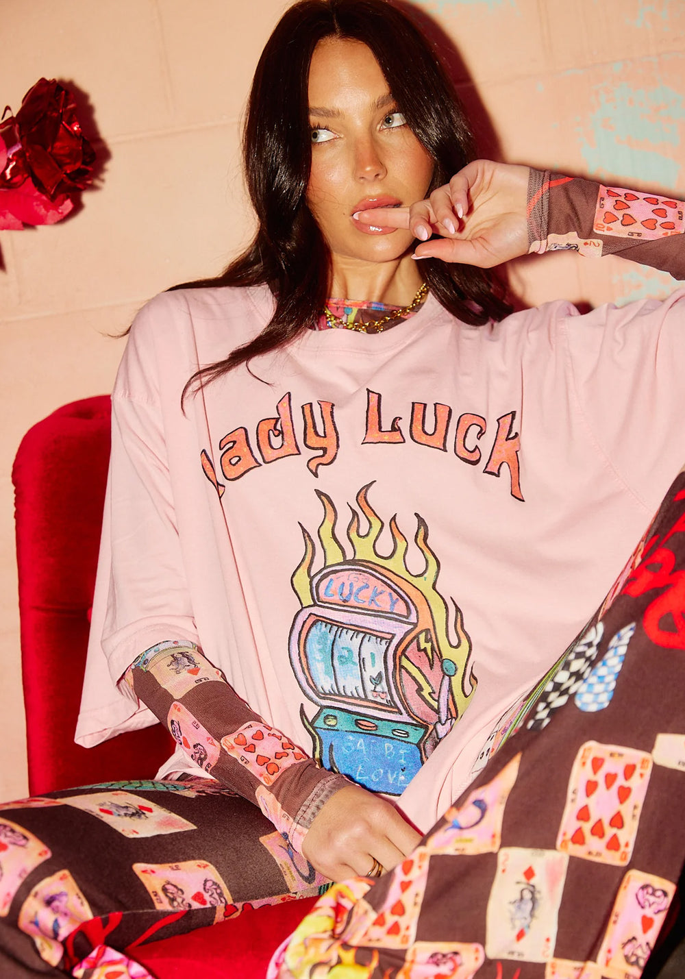 LADY LUCK TEE-PINK