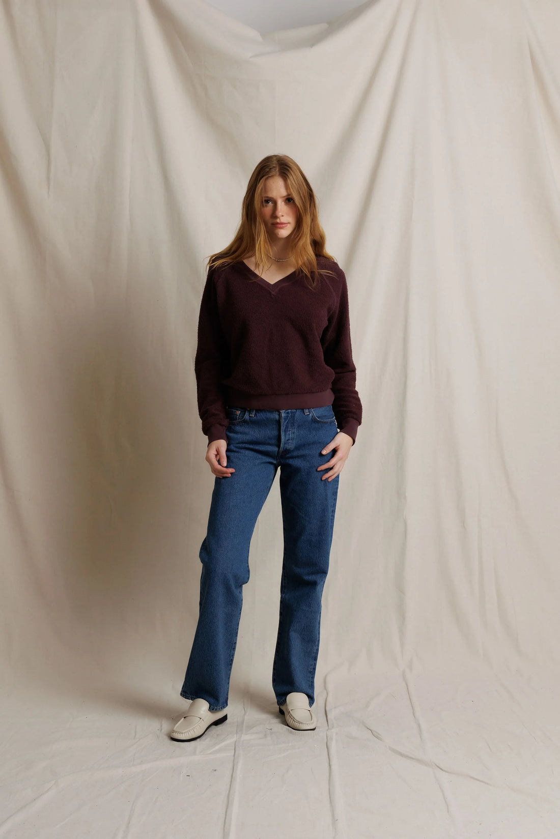 Perfectwhitetee Ziggy Reverse Fleece Crewneck Sweatshirt Cherry Lacquer