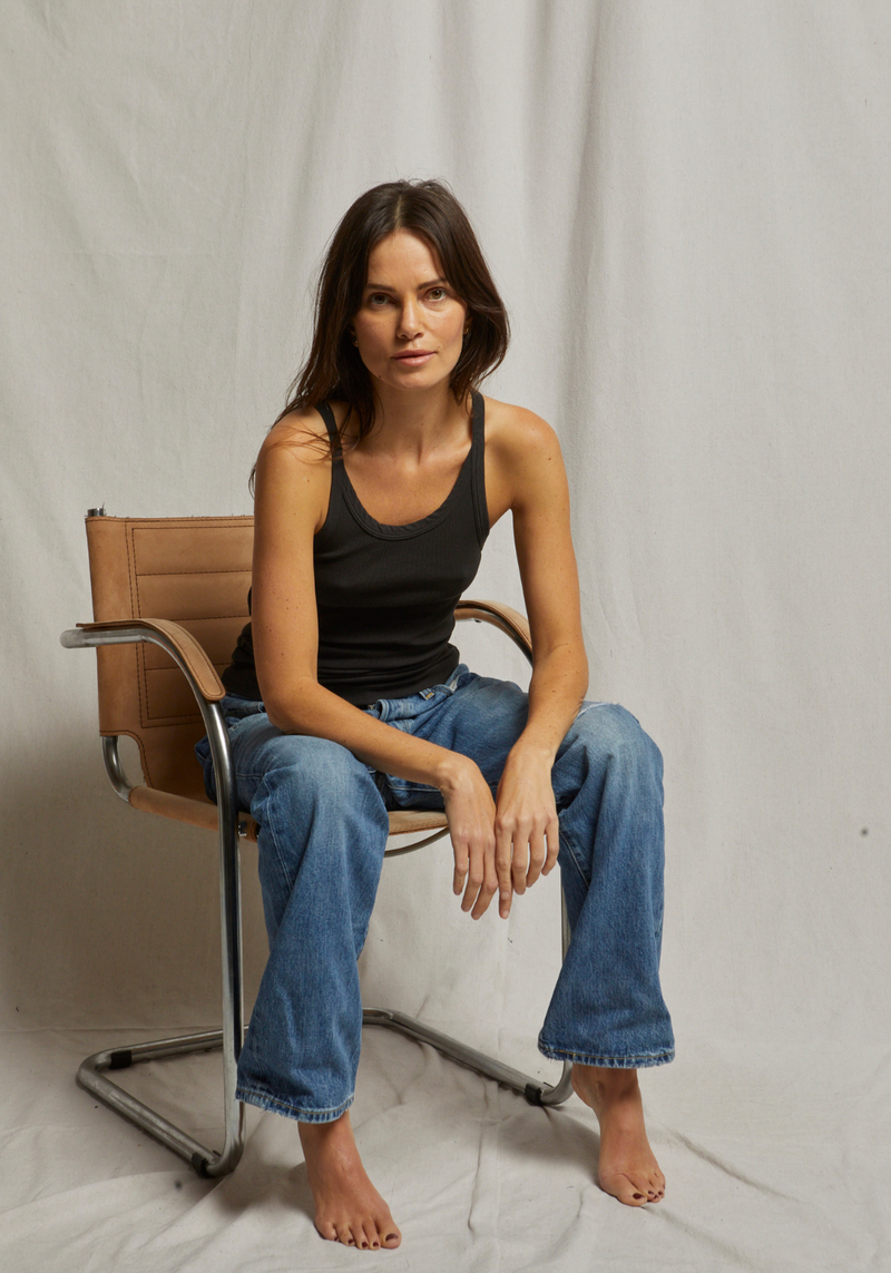 ANNIE RIBBED TANK VINTAGE BLACK