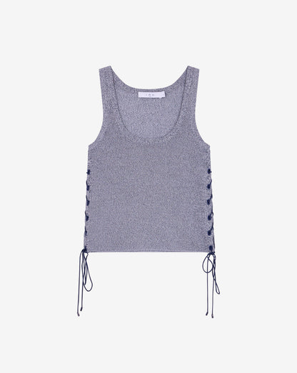 IRO Ferenza knot top Anchor Blue/Porcelain
