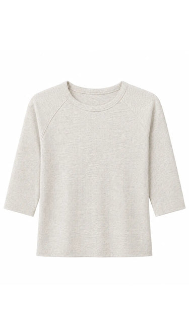 Perfect White Tee Amelia Short Sleeve Luxe Rib Oatmeal Ash