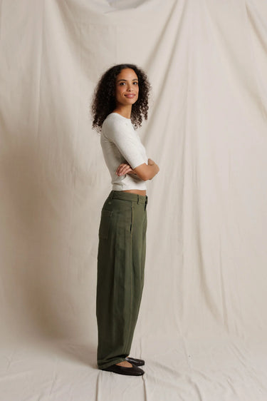Perfect White Tee Amelia Short Sleeve Luxe Rib Oatmeal Ash