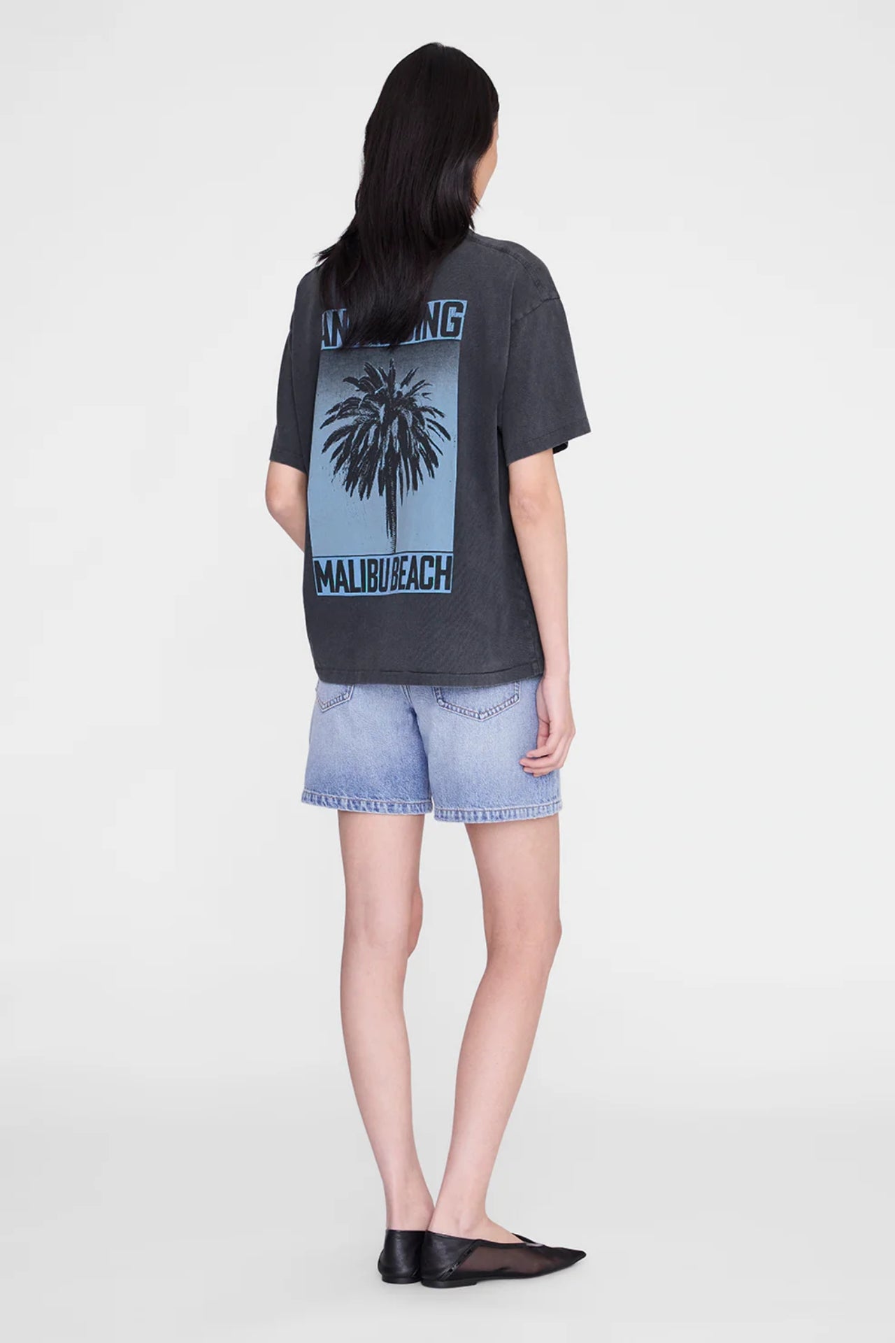 Anine Bing Cade Tee Palm Washed Black