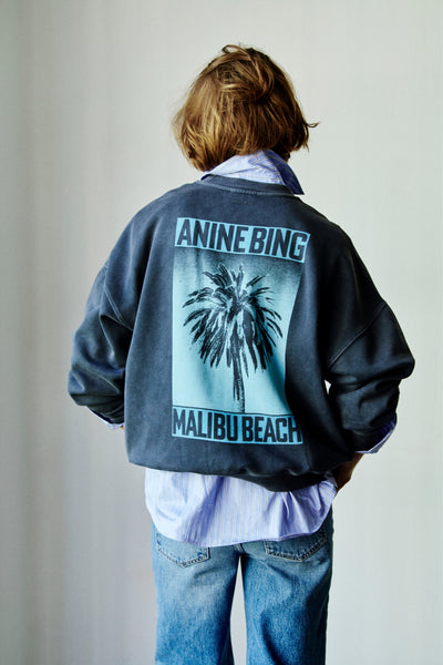 Anine Bing Miles Sweatshirt Palm Washed Black
