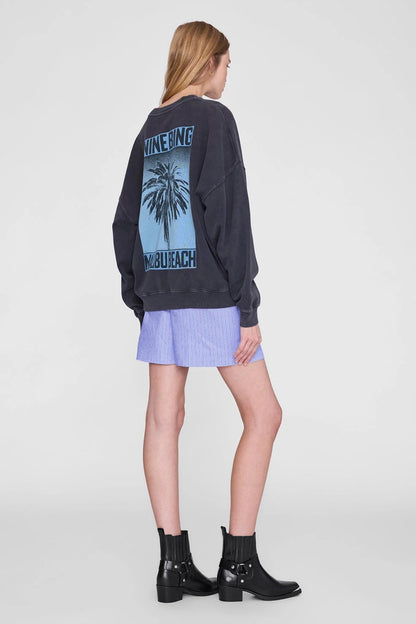 Anine Bing Miles Sweatshirt Palm Washed Black