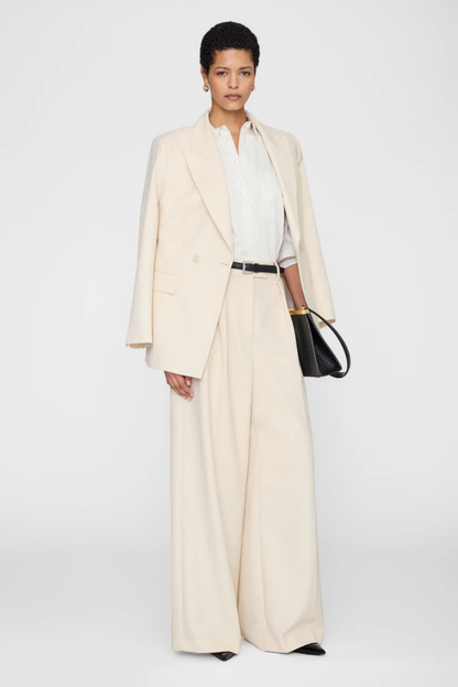 Anine Bing Essie Cropped Shirt Cream Pinstripe