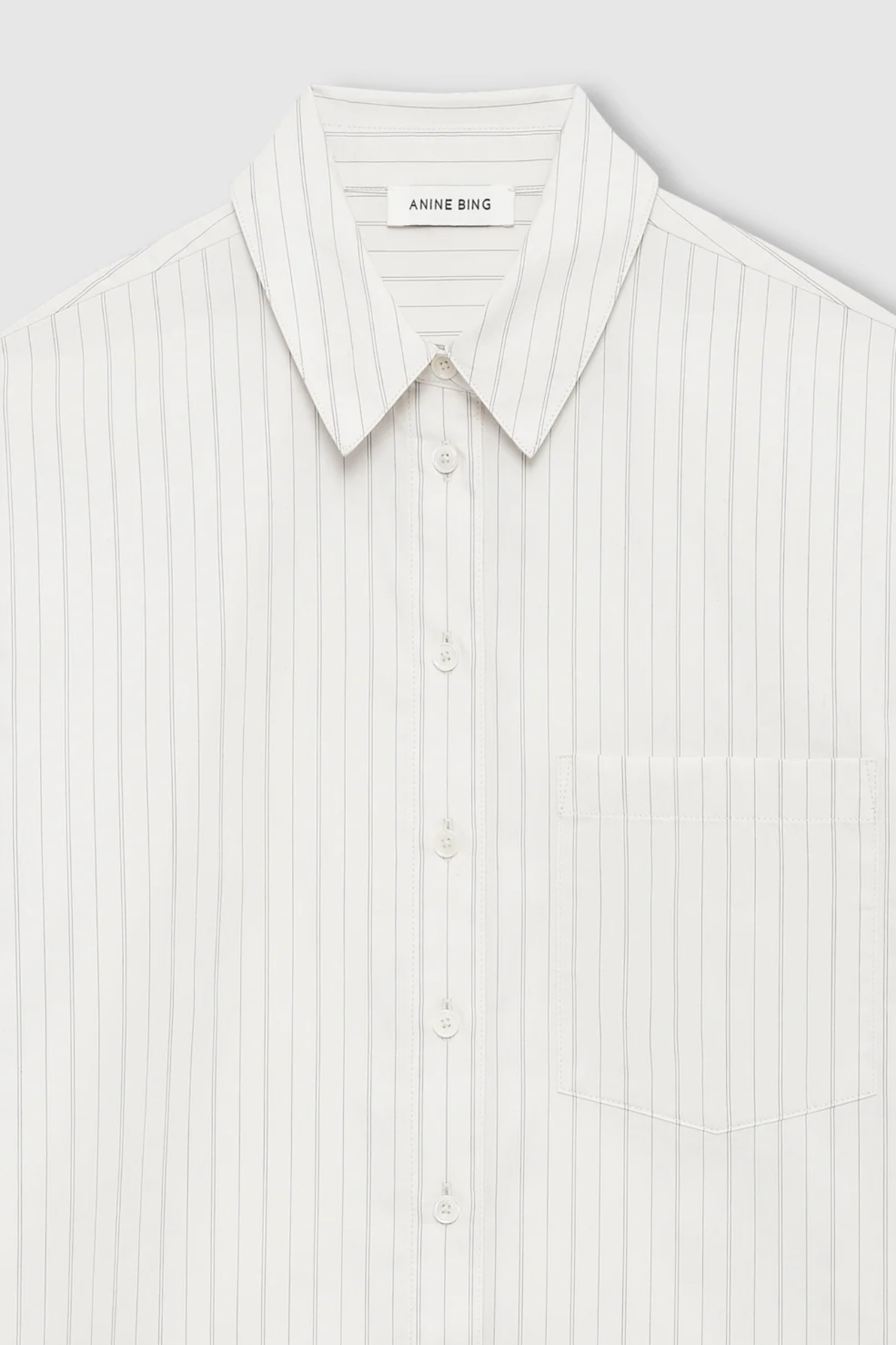 Anine Bing Essie Cropped Shirt Cream Pinstripe