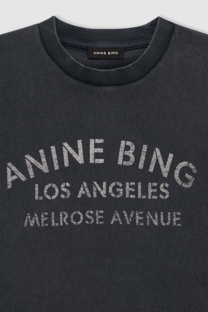 Anine Bing Cade Tee Melrose Stencil Washed Black